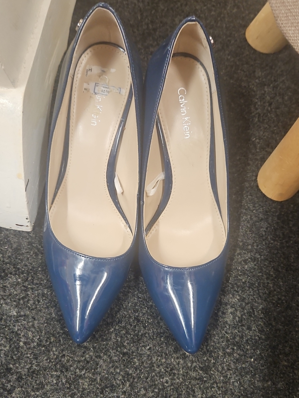 Calvin Klein Women's Navy Patent Pointed Toe Pumps